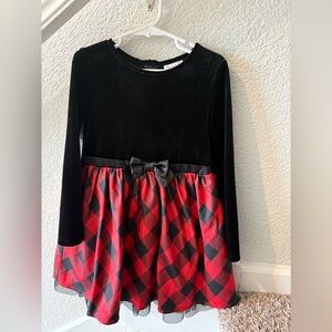 🎀 Cat & Jack Girls Holiday Dress – Velvet & Plaid 🎄